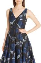 Thumbnail for your product : Lela Rose Metallic Floral Fil Coupe Fit & Flare Midi Dress