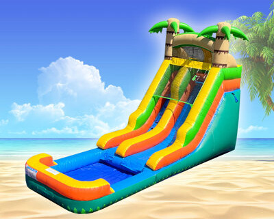 Jingo Jump 16' H x 25' L Inflatable Tropical Water Slide and Air Blower