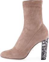 Thumbnail for your product : Jimmy Choo Maine Stretch Suede Booties with Crystal Heel