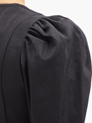 Batsheva Crystal-button Puff-sleeved Satin Mini Dress - Black