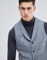 Thumbnail for your product : ASOS Design TALL Slim Waistcoat in Harris Tweed 100% Wool Light Grey Check