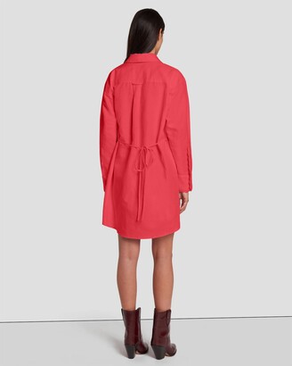 7 For All Mankind Scalloped Shirt Dress in Geranium