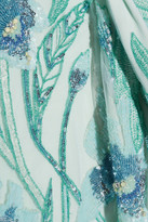 Thumbnail for your product : Marchesa Notte - Embellished Tulle Mini Dress - Mint
