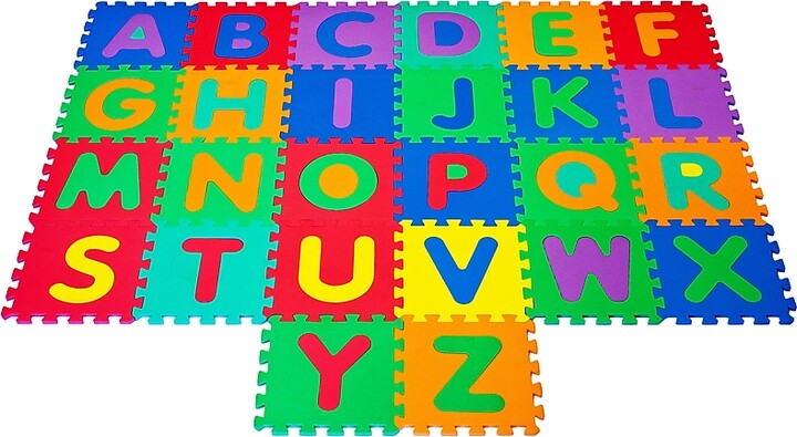 Hey! Play! 26-Piece Interlocking Letter Foam Tile Play Mat, Assorted Colors (M370032)