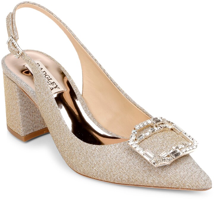 gold slingbacks