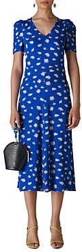 whistles daisy print midi dress