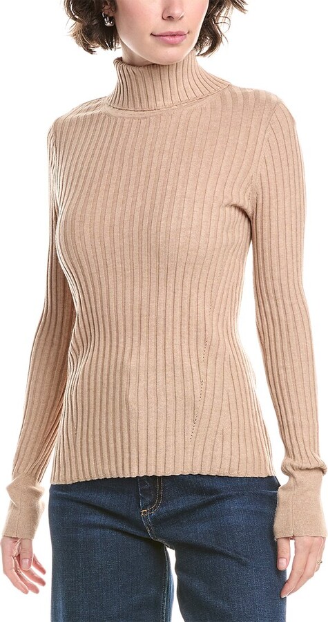 InCashmere In2 by Ribbed Turtleneck Cashmere-Blend Sweater