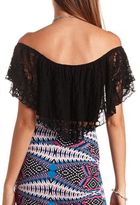 Thumbnail for your product : Charlotte Russe Lace Flounce Crop Top