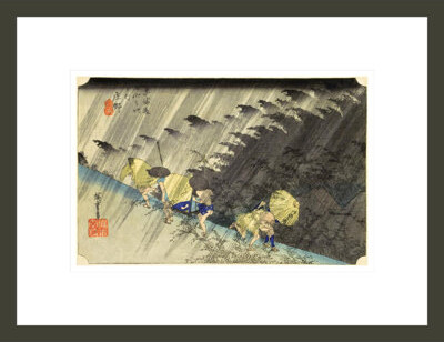 1000Museums Shono: Driving Rain from The Fifty-three Stations on the Tokaido Road by Utagawa Hiroshige -Framed Giclee Print