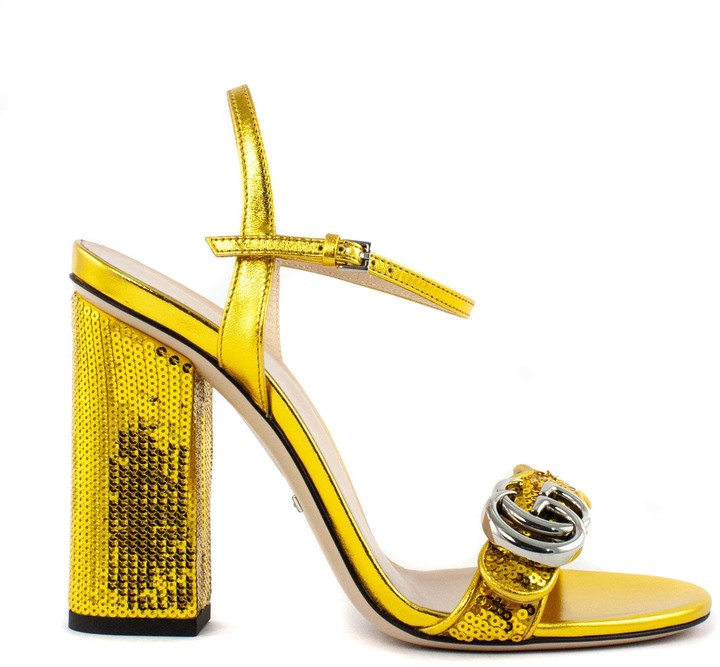 Gucci Gold Sequin Sandals - ShopStyle