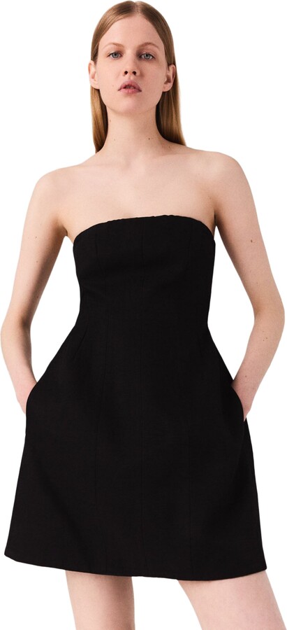 Mini strapless linen dress