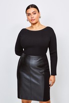 Thumbnail for your product : Karen Millen Curve Knitted Rib Slash Neck Top