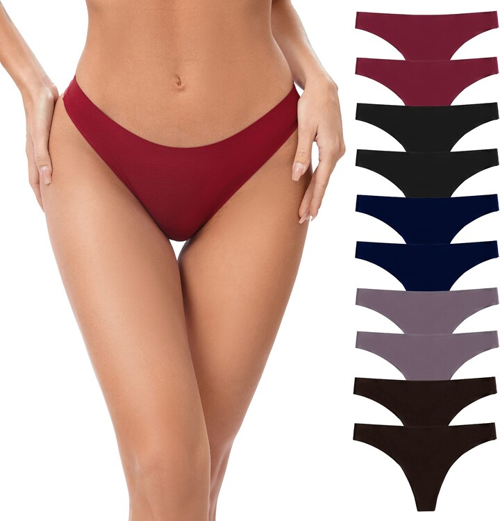 POKARLA Seamless Thongs for Women No Show Underwear Pack of 10 - ShopStyle