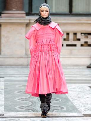 Molly Goddard Bertha Smocked Organza Dress - Womens - Pink