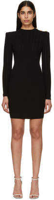Balmain Black Buttoned Knit Mini Dress