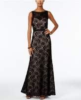Thumbnail for your product : Nightway Illusion Sequined Lace Train Gown