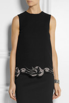 Thumbnail for your product : Christopher Kane Guipure lace-trimmed wool-crepe top