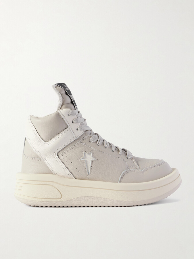 Rick Owens + Converse TURBOWPN Full-Grain Leather High-Top Sneakers