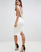 Thumbnail for your product : ASOS Design Deep Plunge Pearl Back Midi Dress