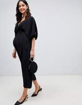 Thumbnail for your product : ASOS Maternity DESIGN Maternity wrap jumpsuit with kimono sleeves
