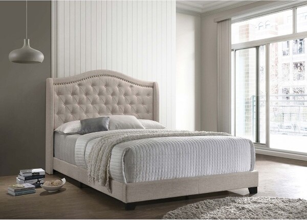 EPOCH VENTS FullSizePlatformBedwithUpholsteredHeadboardforBedroom