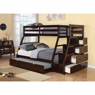 Drawer Solid Wood Bunk Bed With Trundle, Twin Over Full Bunk Beds With Trundle