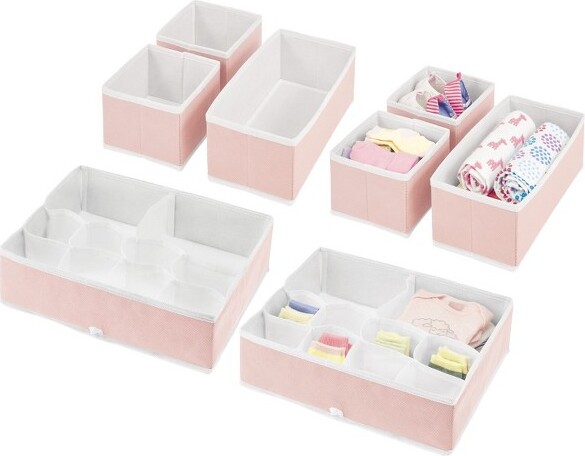 mDesign Fabric 8-Section Baby Nursery Drawer Organizer Bins, 3 Pack