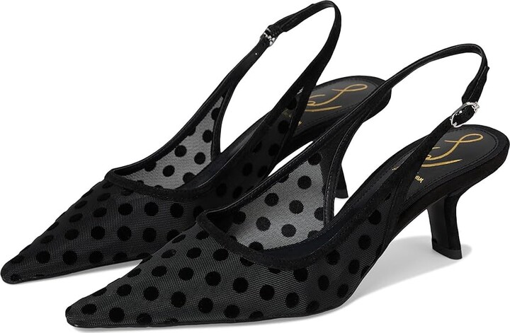 Sam Edelman Bianka Sling 3 High Women's Heels Black Polka Dot Mesh : 11 M, Leather/Rubber