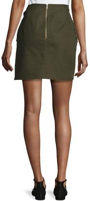 Self-Portrait Utility Miniskirt with Lace Insert, Khaki