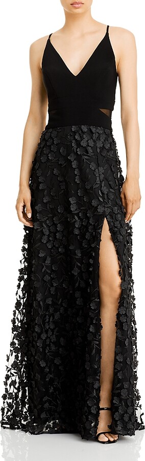Aqua Floral Applique Gown - Exclusive