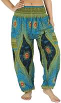 Thumbnail for your product : NaLuck Women’s Boho Hippie Elephant Jumpsuit Smocked Waist Yoga Harem Pants PJ04-Turquoise
