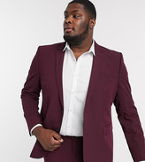 Thumbnail for your product : Burton Menswear Big & Tall skinny suit jacket in burgundy