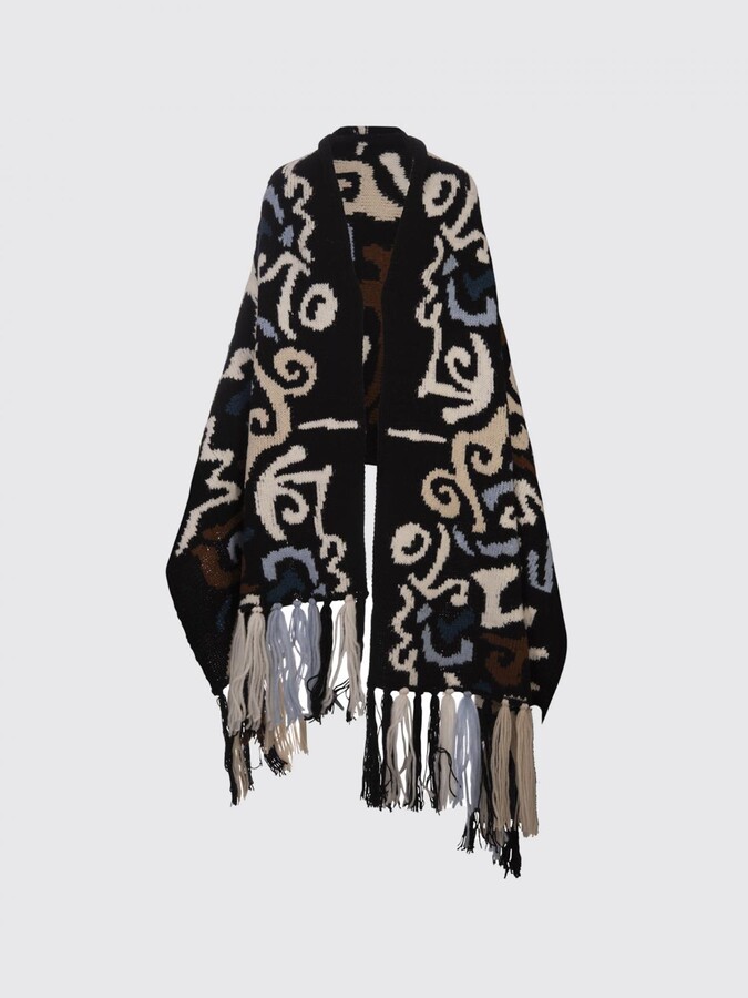 ポンチョ・ケープ ERMANNO SCERVINO Woman Cape Black D456D314HNG 95708 Ermanno Scervino Down cape coat - Black - Women