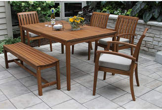 OUTDOOR INTERIORS Outdoor Interiors 6pc Eucalyptus Dining Set with Arm Chair and Bench