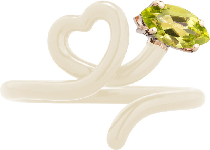 BEA BONGIASCA 9kt Yellow Gold Baby Vine Heart Ring in Panna