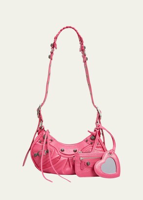 Hot Pink Leather 90s Shoulder Bag, JustYourOutfit