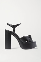 Thumbnail for your product : Saint Laurent Bianca Knotted Leather Platform Sandals