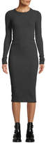 Thumbnail for your product : Enza Costa Ribbed Keyhole-Back Long-Sleeve Midi Dress
