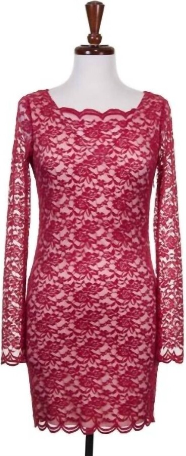 Double Zero Women's Sheer Lace Dress In Wine