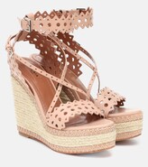 Thumbnail for your product : Alaia Leather wedge espadrille sandals