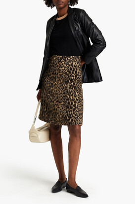Piazza Sempione Leopard-print brushed wool-blend skirt