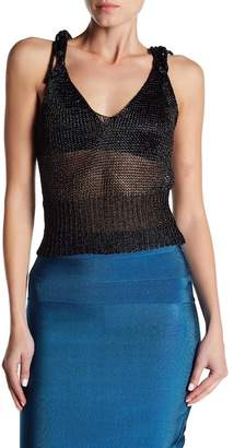 Wow Couture Metallic Knit Crop Top