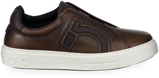 Ferragamo Men's Tasko Slip-On Leather Sneakers