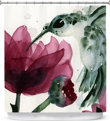 August Grove Groover Peonies and Hummingbirds Single Shower Curtain