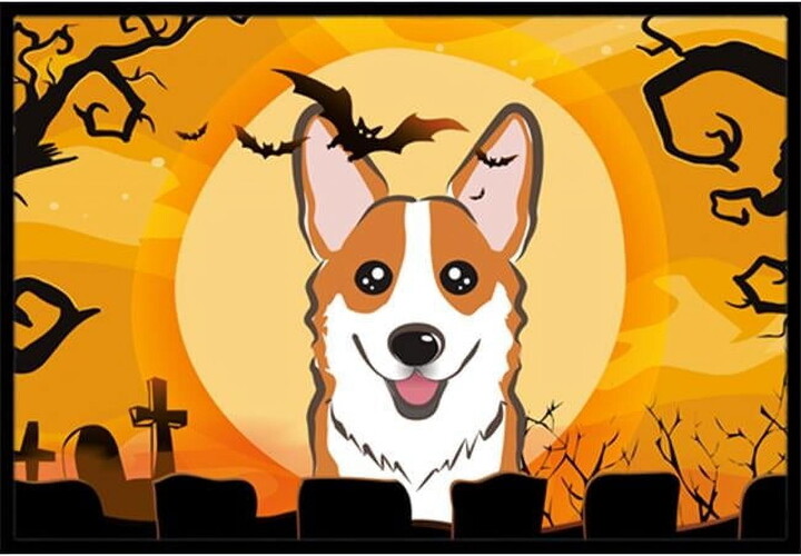 Caroline's Treasures Carolines Treasures Halloween Red Corgi Door Mat Indoor Rug or Outdoor Welcome Mat 24x36 Doormat 36L x 24W multicolor