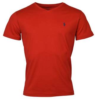 Polo Ralph Lauren Men's Classic Fit V-Neck T-Shirt (, Red/Navy Pony)
