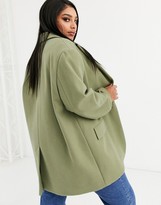 Thumbnail for your product : ASOS DESIGN Curve grandad coat in sage