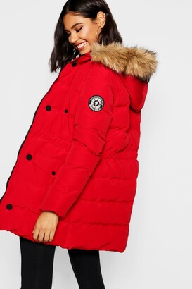 Faux fur trim luxe mountaineering parka coat Clearance