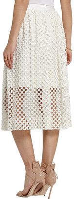 Lela Rose Crocheted Lace Midi Skirt