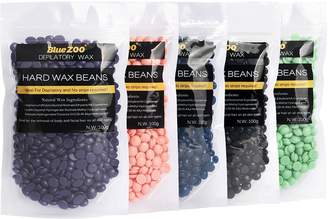 Bluezoo 5 Packs Brazilian Hard Wax Beans Depilatory Solid Hot Film Waxing Pellets for Body Bikini Hair Removal,17.6 oz/500g